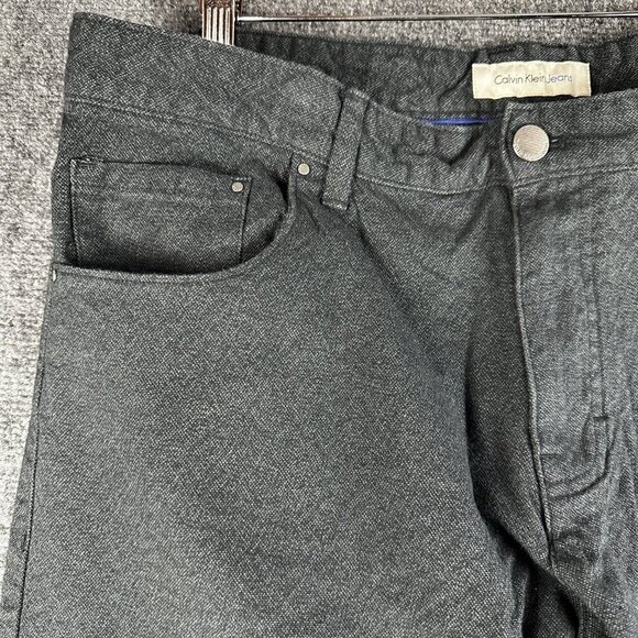 Calvin Klein Jeans Pants Mens 38 Straight Dark Gray 5 Pocket Style Cotton Stretc - Picture 4 of 11